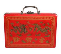 Abaodam Large Capacity Wooden Mahjong Storage Box with Pu Leather, Retro Rectangular Organizer with Smooth Rounded Edges for Practical Mahjong and Other Item Storage