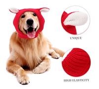Abaodam Large Dog Winter Hat with Bunny Ears Thick Lined Windproof Knitted Beanie for Golden Retrievers and Breeds Soft Warm Pet Headgear for Outdoor Walks and Holiday Dress Up