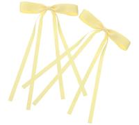 Abaodam Large Lace Bow Hair Clips 2Pcs Lightweight Double-Layer Ribbon Clip Pale Yellow for School and Special Occasions Women and Teen