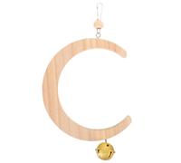 Abaodam Large Moon Shaped Parrot Swing with Bell Pendant Hanging Bird Perch for Cage Stress Relief Climbing and Chewing Accessory for Parakeets and Cockatiels