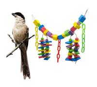 Abaodam Large Natural Wood Parrot with Food Grade Colorful Blocks for Large Birds Multi Colored Chew and Climb Bird to Anxiety and Promote Physical Fitness for African Greys and Parakeets