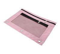Abaodam Large Pink Pencil Case with Zipper and Dual Compartments, 3-ring Binder Compatible Pouch Made of Lightweight Oxford Cloth and Pvc, for Organizing Papers and Files at Home Or on The