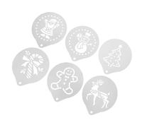 Abaodam Latte Art Coffee Stencils 6Pcs Stainless Steel Set Christmas Patterns for Cappuccino and Cookie Decorating Easy to Use Silver
