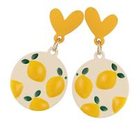 Abaodam Lemon Earrings Studs with S925 Silver Needle, Fruit Drop Dangle Earrings for Women, Heart-shaped Fresh Style Jewelry for Everyday and Holiday Wear
