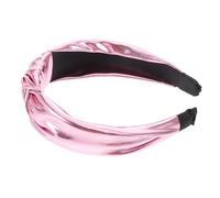 Abaodam Light Pink Knotted Sequin Headband for Women Soft PU Fabric Hairband Comfortable Face Washing Accessory Elegant Solid Color for Valentine Disco Parties