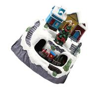 Abaodam Lighted Rotating Christmas Snow Cottage Musical Tabletop Village