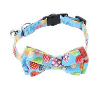 Abaodam Lightweight Polyester Cat Bowknot Collar with Blue Carrot and Egg Cartoon Pattern, Wear-resistant Kitten Accessory Suitable for Photo Prop and Parties