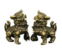 Abaodam Lion Coffee Colour 1 Pair Brass Unique Design Tabletop Ornament Lion Figurine and Feng Shui for Desktop Decoration