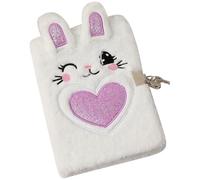 Abaodam Lockable Plush Notebook with Purple Heart Cover, Small Fluffy Diary Journal for Note Taking and Secret Writing, Cute Portable ’ Lockable Journal