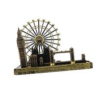 Abaodam London Eye Tower Bridge Model Bronze Metal Big Clock Figurine Glowing Artistic Design for Living Room Desktop Decoration (Bronze)