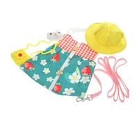Abaodam Lovely Rabbit Dress Harness Vest with Sturdy Leash for Pets Breathable Outdoor Bunny Costume Comfortable and Rabbit Walking Accessory Green Floral Random Color