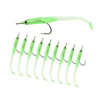 Abaodam Lures for Eel Luminous 10pcs Silicone Fishing Mini Shape Soft Baits Bait Lightweight Lifelike Hooks Night and Sea Trout Angling