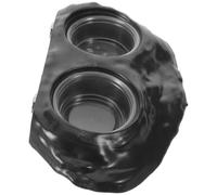 Abaodam Magnetic Reptile Feeder Ledge with Dual Bowl for Geckos and Small Tortoises, Elevated Feeding Station in Black Resin and Plastic, Hanging Feeding Bowl for Terrarium Use, Ensures