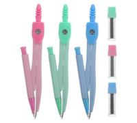 Abaodam Math Compasses 3 Sets Metal Drawing Tools with Blue, Pink, Green, Compact Size for Students’ Geometry and School Exam Use