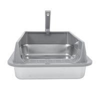 Abaodam Metal Cat Litter Box with Lid Stainless Steel Enclosed Pan Compact Pet Tray for Kittens and Adults Easy Clean Grey