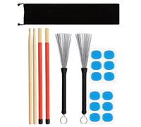 Abaodam Metal Drum Brush Set with Bamboo Sticks and Cloth Bag, Professional Percussion Drumsticks 5a Tenor Drumsticks and Drum Dampeners, Complete Drumming Equipment for Jazz and Rock