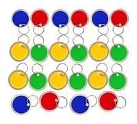 Abaodam Metal Key Tags 31mm Diameter Writable Round with Paper Labels 60pcs and Metal for Personalisation in Assorted Colours on Keys, Luggage, Cabinets, Lockers