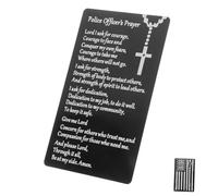 Abaodam Metal Wallet Prayer Card for Policemen Engraved Inspirational Gift Black 1-Piece Design for Daily Prayers and Motivation
