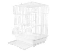Abaodam Metal Wire Bird Cage for Parakeet and Budgie, White Iron Pet Bird Carrier Cage with Removable Base Tray, Suitable for Travel and Home Use