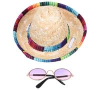 Abaodam Mexican Style Hat with Adorable Braid Material and Safe Design, for Puppies and Cats at Christmas Parties and Other Holidays