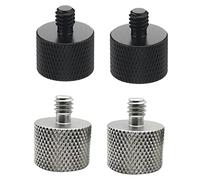Abaodam Microphone Stand Screw Thread Adapter 1/4 Female to 5/8 Male Tripod Adapter 4pcs Set for Mic and Camera Mounts Compatible with Professional Recording and Streaming Equipment, Black and Silver