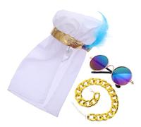 Abaodam Middle Eastern Pet Costume for Small Dogs and Cats Arabian Sheikh Headscarf with Gold Chain Necklace Breathable for Halloween Party Photo Props Quick Wear and Handmade Design