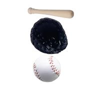 Abaodam Mini Baseball Playset for Dollhouse PU and Pine Wood Sports Kit with Bat and Gloves Realistic Role Pretend for Dolls House and Themed Decoration