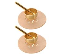 Abaodam Mini Brass Singing Bowl Set Lightweight Portable Meditation Sound Bowl 2 Sets with Metal Mallet and Nonwoven Pad Stress Relief, Mindfulness and Relaxation at Work for Yoga
