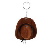 Abaodam Mini Brown Cowboy Hat Keychain Pendant, Plastic Small Hat Keyring for Car Keys and Backpack Accessories, Decorative Western Style Charm for Women