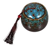 Abaodam Mini Ceramic Storage Jar Tea Storage Can with Lid Pocket-sized Good Sealing Blue Simple Shaped Beautiful Delicate Smooth Design for Family Living Room and Tea Room
