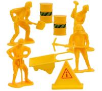 Abaodam Mini Construction Worker Figurines 8pcs Set Plastic Role Play Worker Models for Boys Birthday Cake Decorations Building Site Scene Random Style