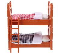 Abaodam Mini Dollhouse Bed with Pillows and Quilts Realistic Mini Bunk Beds for Doll House Furniture Educational Toys and Landscape Decoration 4.02X3.78X2.44In