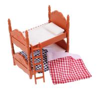 Abaodam Mini Double Beds Doll House Bunk Beds Creative Simulation with Pillows Quilts for Doll House Safe Lifelike Design for Miniature Furniture for Collectors