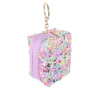 Abaodam Mini Sequin Coin Purse Keychain Small Portable Change Wallet for Women Compact Bright Rainbow Color Organizer Pouch