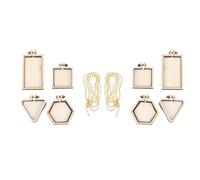 Abaodam Mini Wood Embroidery Hoops with Golden Bead Chain , Hexagonal 5 Pcs Cross Stitch Fixing Frame and Two Fixing Wood Pieces , Easy to Assemble Decorative Triangle , and Square Shapes