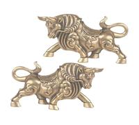 Abaodam Miniature Brass Bull Statues Vintage Bull Shaped Brass Figurines Small Desktop Decor Space-saving Unique Animal Ornaments for Home Decoration
