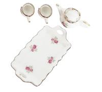 Abaodam Miniature Ceramic Tea Set for Cute Pretend Play Teapot Kit Smooth Surface Mini House Decoration for Vividly Designed