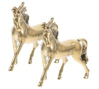 Abaodam Miniature Copper Horse Sculptures 2Pcs Metal Figurines for Tea Pet and Home Tabletop Ornament Feng Shui Success Decor