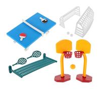 Abaodam Miniature Dollhouse Sports Set with Playground Accessories for Kids Diy Mini Tiny Dollhouse Fitness Equipment Pretend Play Scene Toys for Boys and Girls
