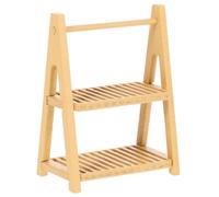 Abaodam Miniature Dollhouse Wood Bread Stand Shelf Double Doll Accessories for DIY Micro Landscape Lightweight Portable Decor for Photography Models and Mini Houses