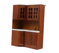 Abaodam Miniature Kitchen Sink Cabinet Model Dollhouse Furniture Decor for Mini House Collectors Realistic Brown Simulation Cabinet for Dollhouse Accessories