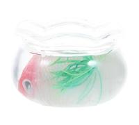 Abaodam Miniature Koi Fish Tank Model Red Head Silver Body Micro Landscape Decoration Dollhouse Fish Bowl Ocean Animals Plastic Sculptures for Desk Display