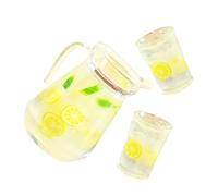 Abaodam Miniature Lemonade Pitcher Set Tiny Resin Drink Cups for Dollhouse Kitchen Model Realistic Design for Imaginative Play Versatile Decoration for Miniature Scenes and Dioramas Great