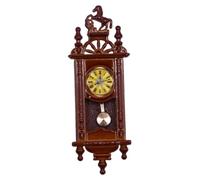 Abaodam Miniature Vintage Pendulum Wall Clock Ornament for Dollhouse, Retro Roman Style Mini House Decoration Figurine, Mini Clock Décor for Collectible Scenes