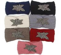 Abaodam Minimalist Knitted Headband for Women Woolen Yarn Hair Wrap Headband with Flower Pattern Black Winter Warm Headwear to Protect Hair and Decorate Hairstyle