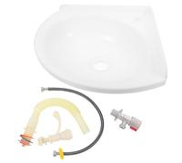 Abaodam Modern Wall-Mounted Corner Washbasin Sink Basin with Plastic and Metal Frame, Triangular Fan-Shaped Design, Lightweight and Easy Installation for Restrooms and Hotels