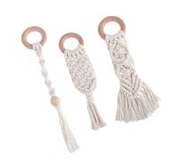 Abaodam Molar Rod Teether Toy Wooden Chewing Toy Hand Woven Cotton Rope 3 Pcs Safe Teething Relief Easy to Clean for Babies for Infant Oral Care