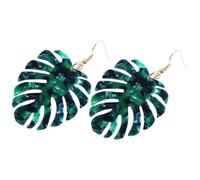 Abaodam Monstera Leaf Earrings for Women, Green Alloy Dangle Earrings, Tropical Beach Jewelry Accessory, Lightweight Metal Ear Jewelry Pair