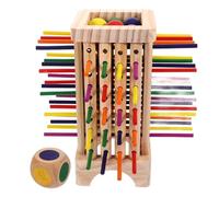 Abaodam Montessori Board Game Wooden Math Game for Toddlers Colorful Wooden Sticks and Dice for Fine Motor Skills Training and Educational Playtime at Home Preschool