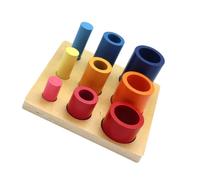 Abaodam Montessori Wooden Rainbow Building Blocks Educational for Color Matching Cognitive Stacking Multi-functional Sensory Puzzle for Boys and Creative Motor Skill Development